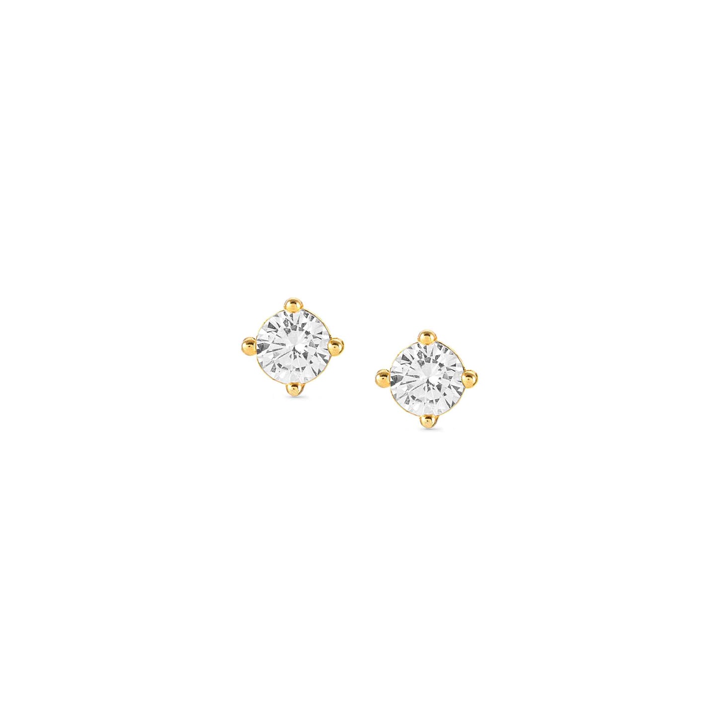 149205/016 Sentimental Silver and 24ct Yellow Gold Plated Stud earrings with Round CZ Stones.