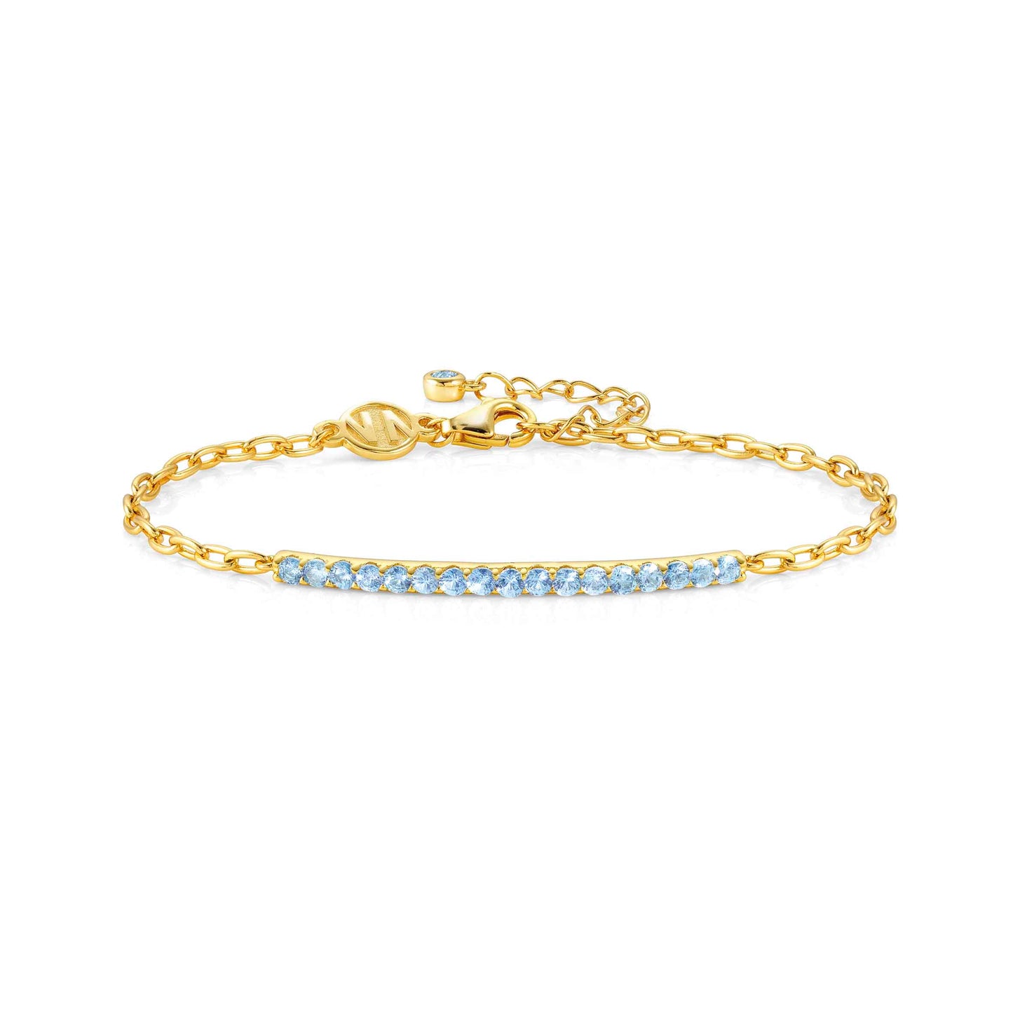 149703/020D LOVELIGHT Sterling Silver and 18ct Yellow Gold Plated Bracelet with Light Blue Cubic Zirconia Stones