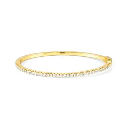 149715/014 LOVELIGHT Sterling Silver and 18ct Yellow Gold Plated Bangle with WHITE Cubic Zirconia Stones (Large)