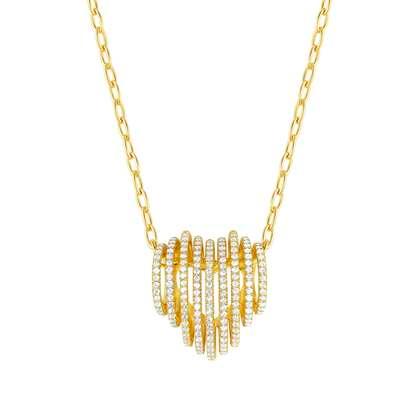 149716/014 LOVELIGHT Sterling Silver and 18ct Yellow Gold Plated Necklace with WHITE Cubic Zirconia Stones (Heart Shape)