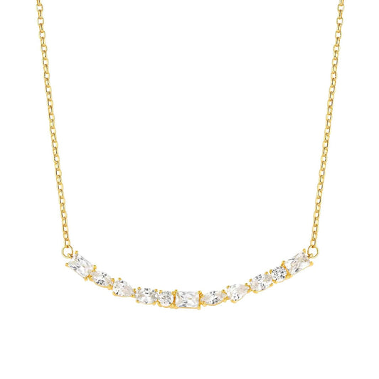 COLOR WAVE necklace 925 silver,CZ, WHITE Fin. Yellow gold 149802/014