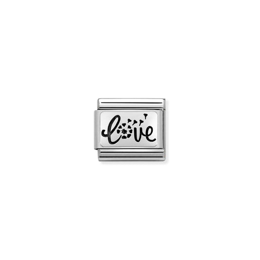 330109/59 Composable Silver Engraved 'LOVE" dandelion clock link