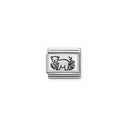 330111/18 Composable Classic Silvershine Link BEAR with Flowers