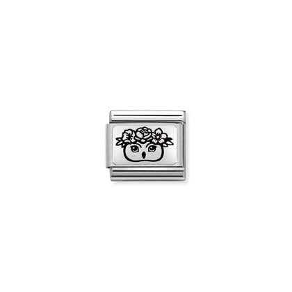 330111/30 Composable Classic Silvershine Link OWL with Flowers