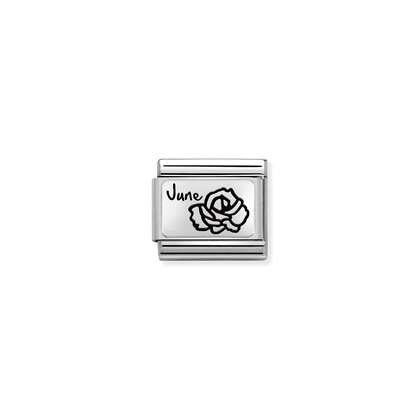 330112/18 Composable Classic Silvershine Link Engraved JUNE Rose