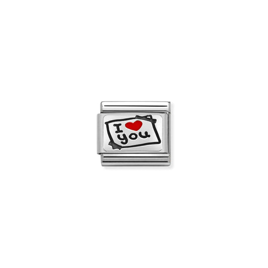 330208/50 Composable Silver and Enamel 'I love you card' link