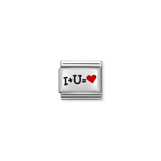 330208/51 Composable Silver and Enamel 'I+U=heart' Link