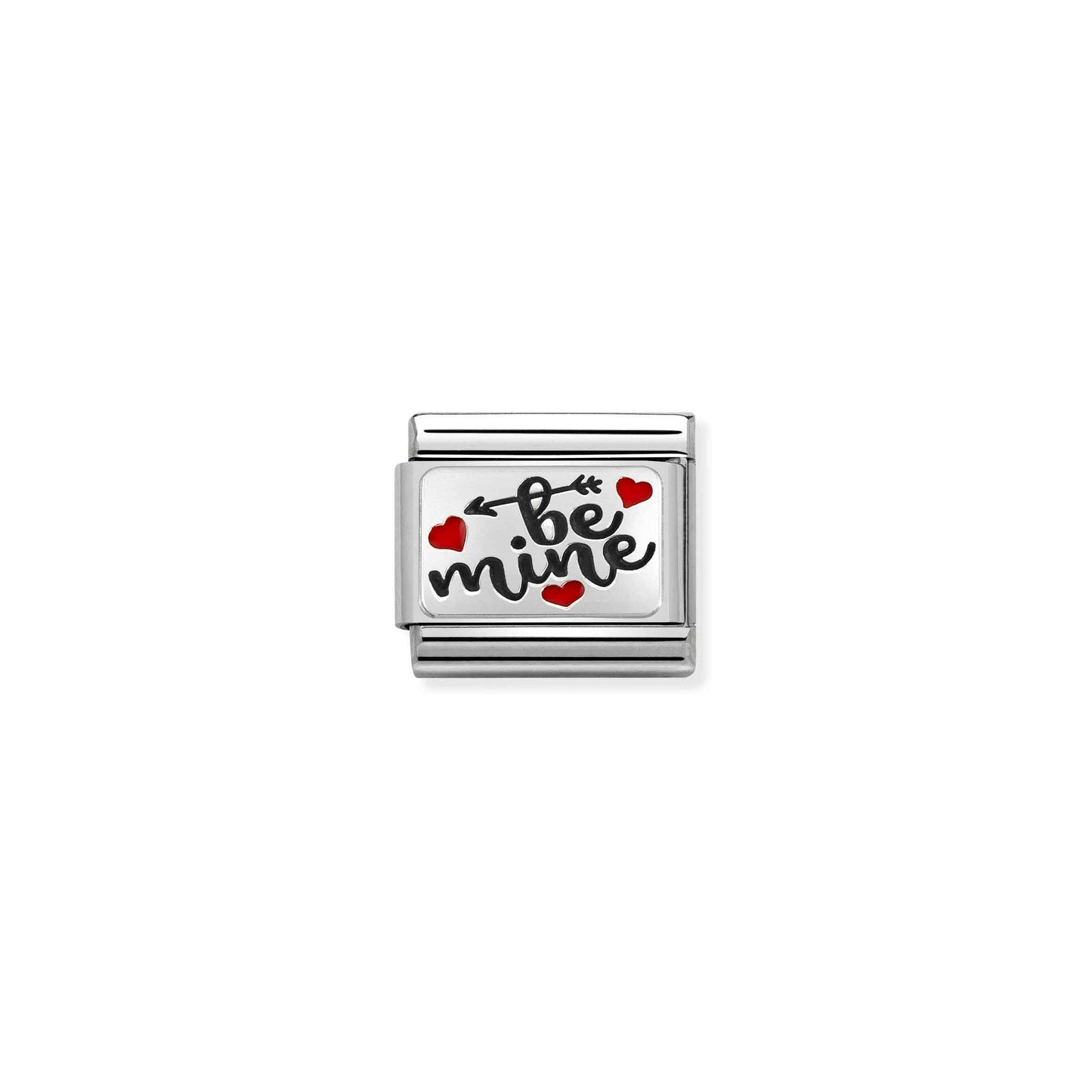 330208/52 Composable Silver and Enamel 'Be Mine with hearts' link