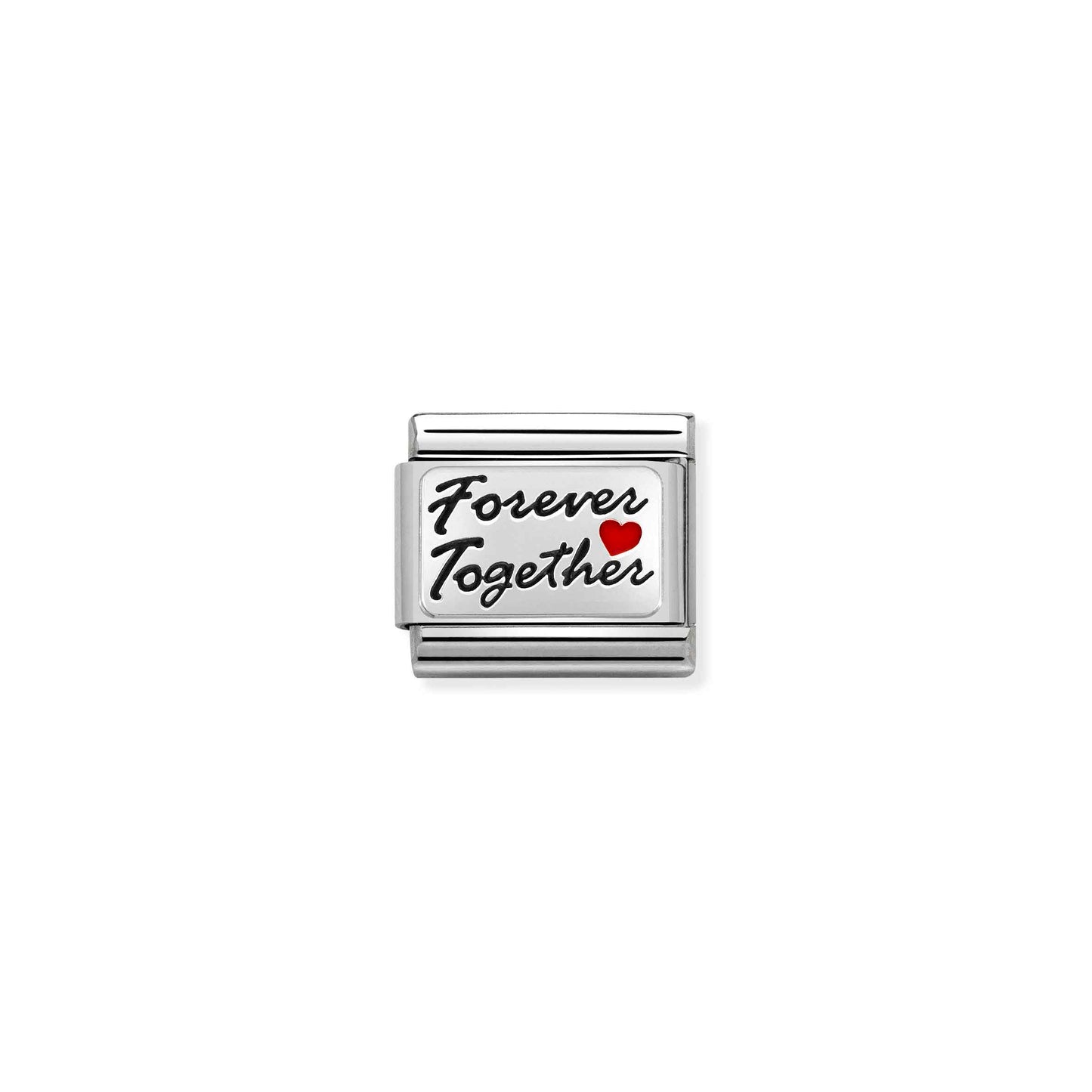 330208/53 Composable Silver and Enamel 'Forever Together with heart' Link