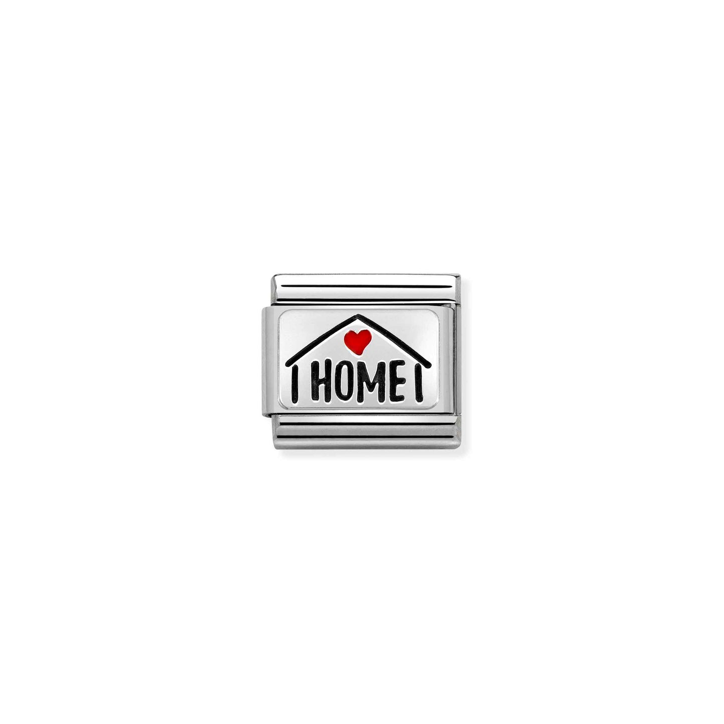 330208/54 Composable Silver and Enamel 'Home with heart' Link