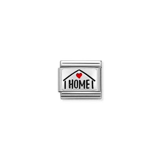 330208/54 Composable Silver and Enamel 'Home with heart' Link