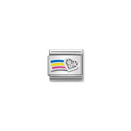 330321/01 Classic Silver Shine Rainbow Heart CZ Link