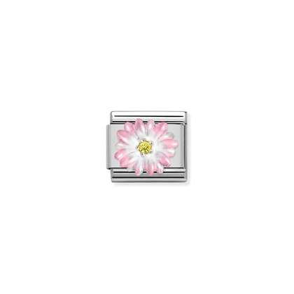 330321/05 Classic Silver Shine CZ and Enamel Flower (PINK)