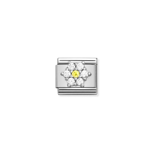330322/01 Classic Shine CZ Flower in White and Yellow Link