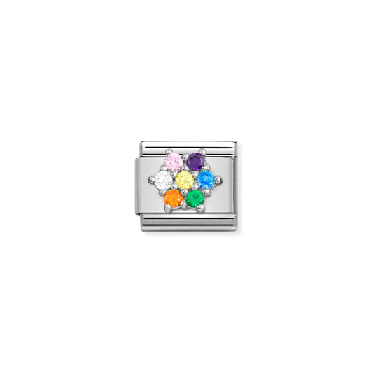 330322/05 Classic Shine Rainbow Flower in multicoloured CZ Link