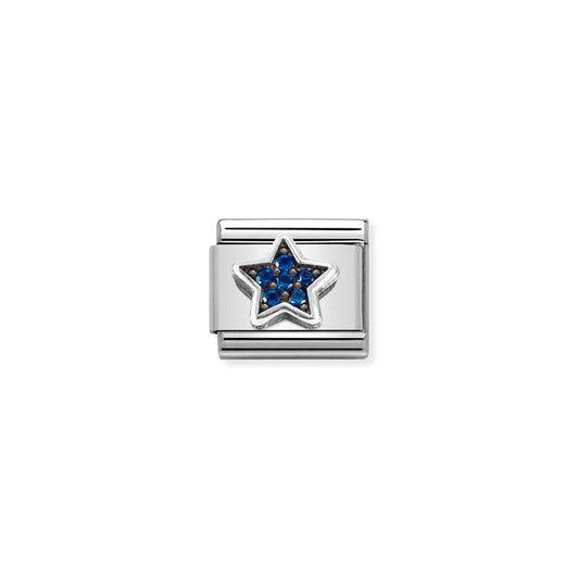 330323/09 Composable Silver and Pave Stoneset BLUE star link