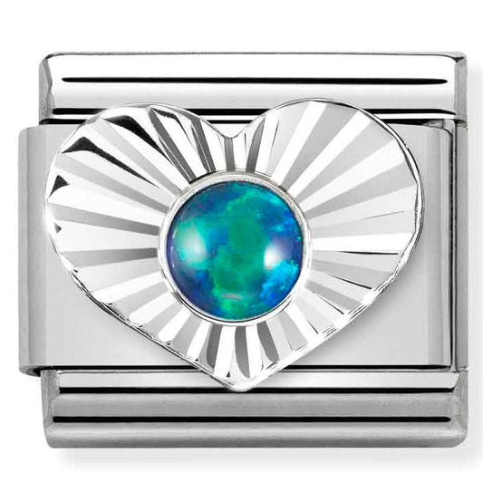 330508/26 Classic STONES, steel, DIAMOND HEART 925 silver Green Opal
