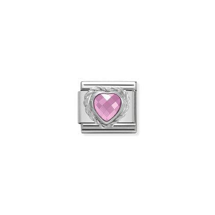 330603/003 Classic Shine Pink CZ Twisted Edge Heart Link