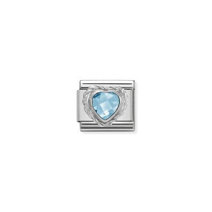 330603/006 Classic Shine Light Blue CZ Twisted Edge Heart Link