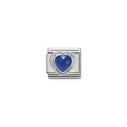 330603/007* Classic Shine Dark Blue CZ Twisted Edge Heart Link