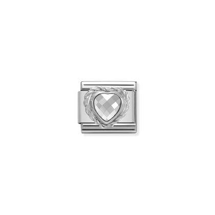 330603/010 Classic Shine White CZ Twisted Edge Heart Link
