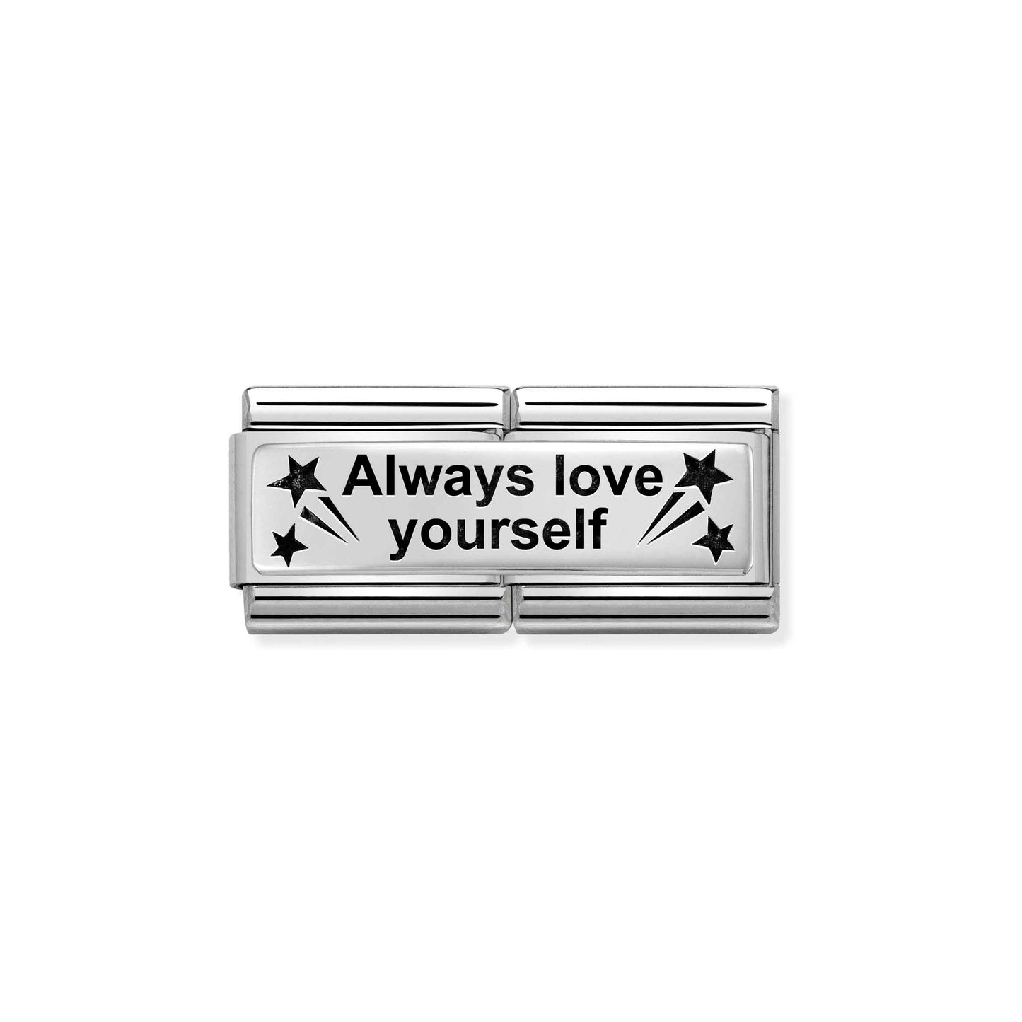 330710/44 Composable Double Silver & enamel 'Always Love Yourself' Link