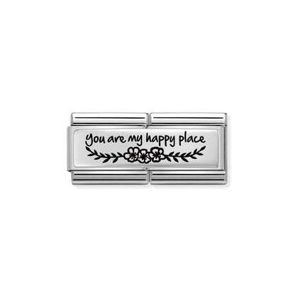 330711/06 Classic Silver Double Link 'You are my happy place' with Flowers
