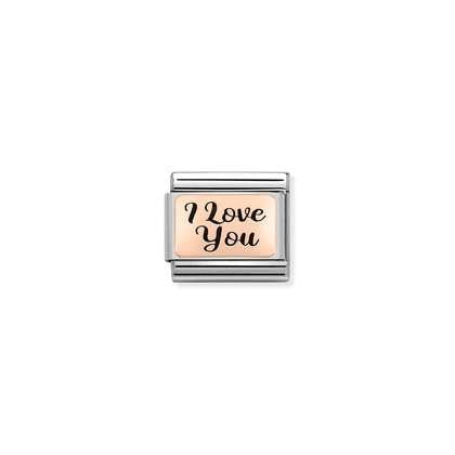 430111/18 Classic 9ct Rose Gold Plate 'I love you" in Blackened Detail