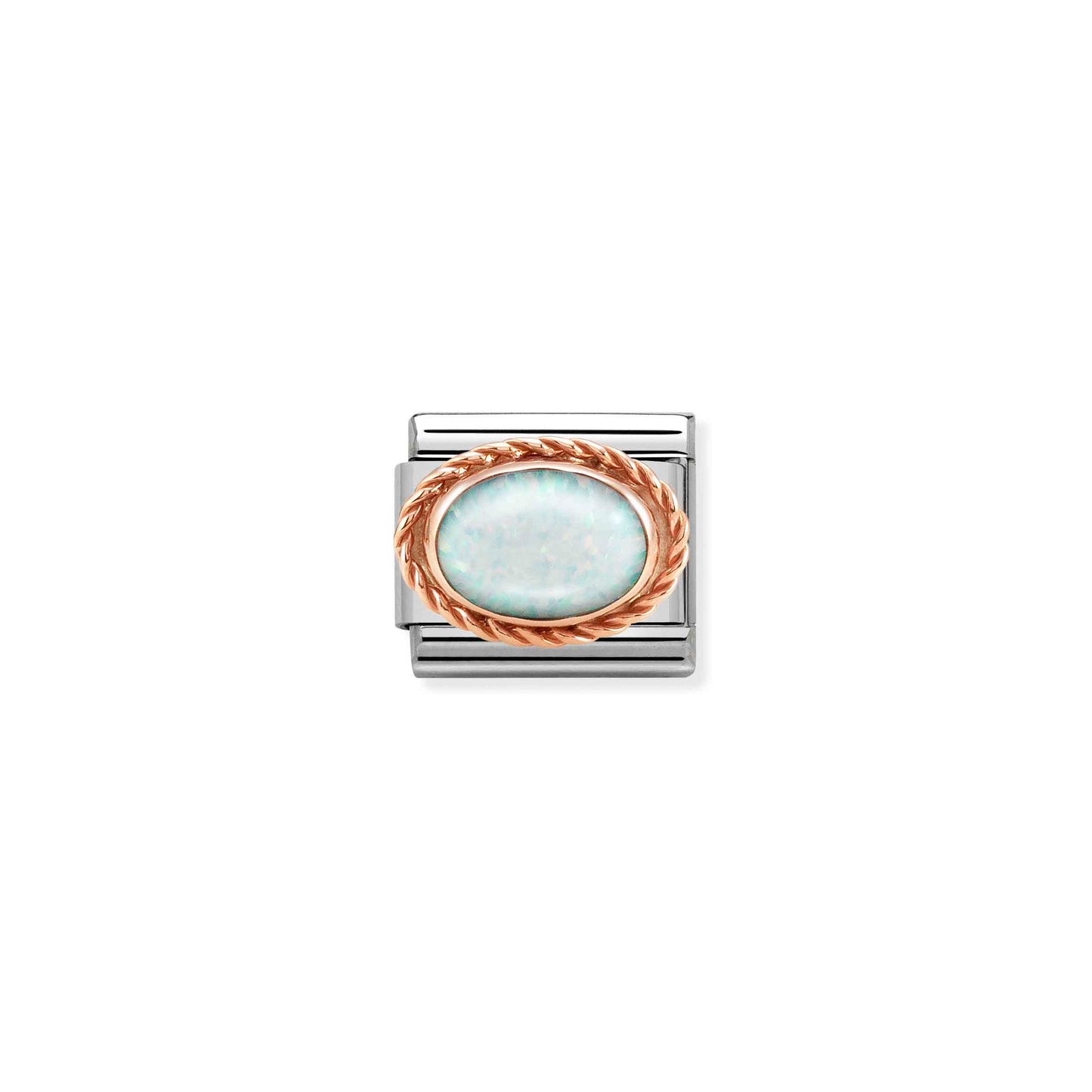 Classic Rose Gold Oval White Opal Link