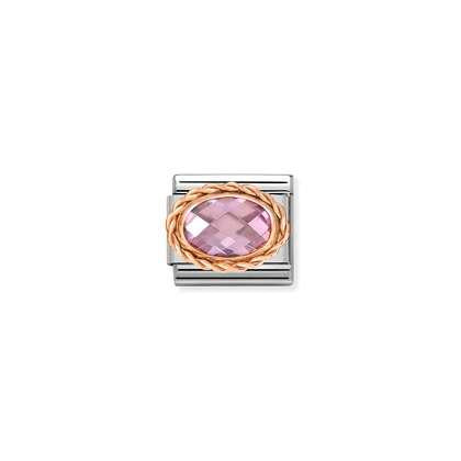 430603/003 Composable 9ct Rose Gold Trim Oval Faceted Stone (003 PINK)
