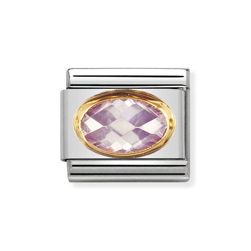 030601/023 Classic FACETED CZ Lilac  stainless steel and 18k gold