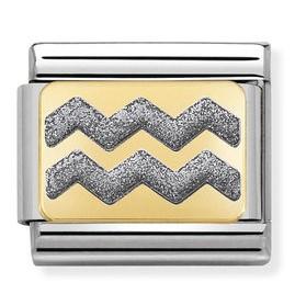 030280/40 Classic ELEGANCE stainless steel? 18k gold and enamel  ZIG ZAG SILVER