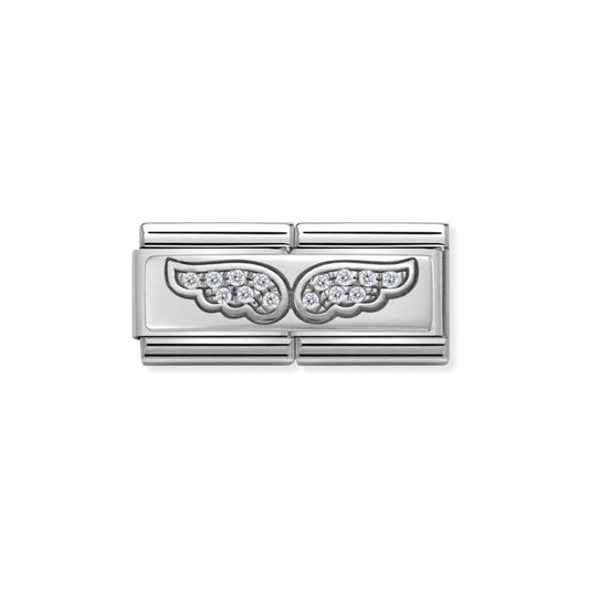 330732/01 Classic Silver & CZ Double Rich Angel Wings