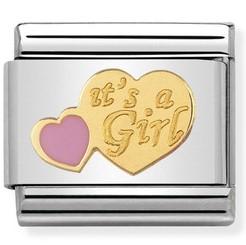 030242/39 Classic 18ct Gold & Enamel Its a Girl