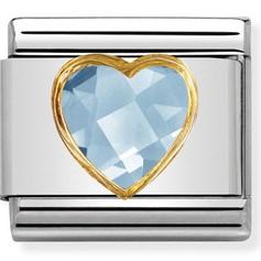 030610/006 Classic 18ct Gold & Faceted Heart CZ Lt Blue