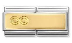 030710/12 Classic DOUBLE steel & 18ct gold Infinity Link