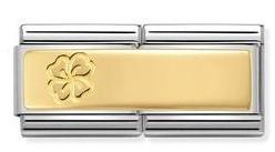 030710/13 Classic DOUBLE Steel & 18ct gold Four leaf Clover