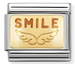 030284/38 Classic PLATES steel , enamel, 18CT gold smile  Angel of Happiness