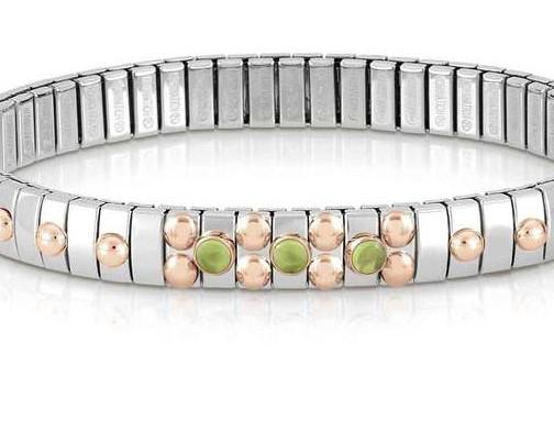 044035/016 Bracelet XTE S/steel 9ct Gold,3 stones PERIDOT