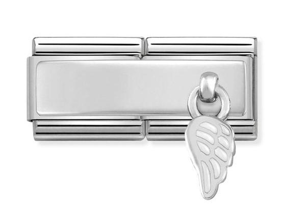 330780/01 DBL Classic CHARMS steel, enamel & silver 925 White Wing