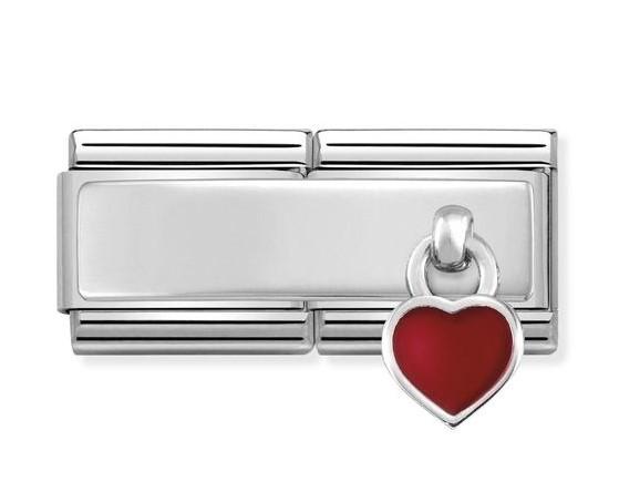 330780/03 DBL Classic CHARMS steel, enamel & silver 925 Red heart