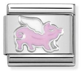 330204/17 Classic, S/Steel,enamel,Sterling Silver  Pig with wings