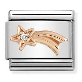 430305/21 Classic Symbol,S/Steel,9K rose gold, CZ,Shooting Star.