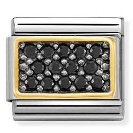 030323/10D Classic PAVE BLACK RHODIUM,S/steel,18k gold and Cubic Zirconia