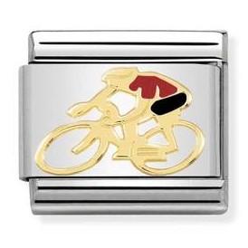 030259/14  Classic,S/Steel,enamel,18k gold Cyclist Red (Bike)