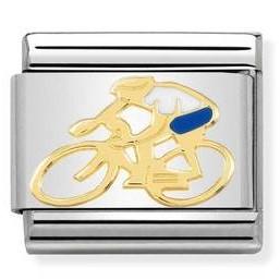030259/15  Classic,S/Steel, enamel,18k gold, Cyclist White (Bike)