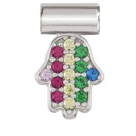 147123/003D SeiMia ,silver, COLORED CZ Rainbow Fatima's Hand