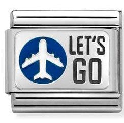 330206/31 Classic Silver with Enamel Let's Go (Aeroplane symbol)