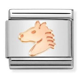 430104/46 Classic 9ct Rose Gold Horse Head Link