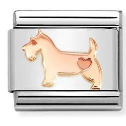 430104/49 Classic 9ct Rose Gold Dog with Heart Link